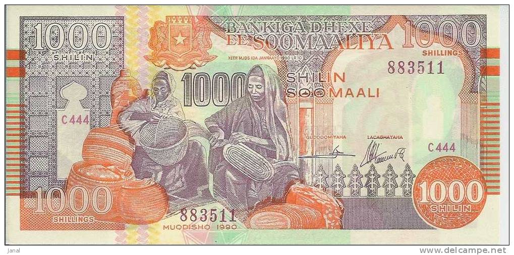 -  BANQUE DE SOMALIE - SOMALIA - 1000 SOMALI SHILLINGS - 1990 - - Somalie