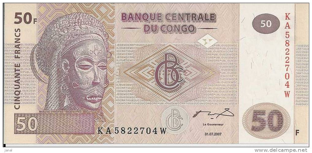 -  BANQUE CENTRALE DU CONGO - 50 F - CINQUANTE FRANCS - 31-07-2007 - - Non Classificati