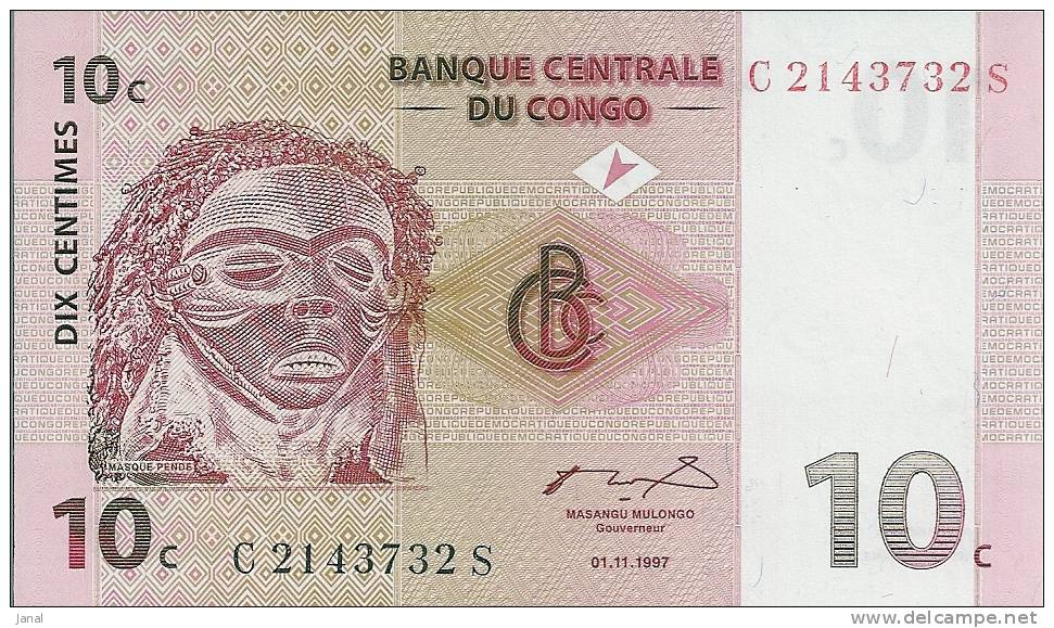 -  BANQUE CENTRALE DU CONGO - 10 C  - 01 -11 -1997 - - Non Classés