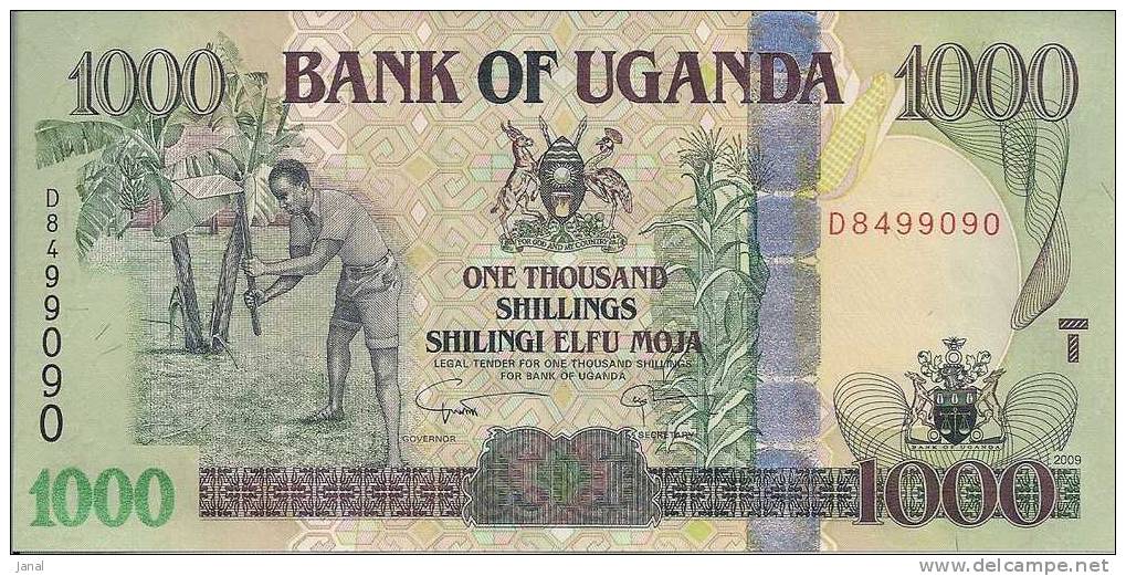 -   BANK OF UGANDA - OUGANDA -  1000 - ONE THOUSAND SHILLINGS - 2009 - - Ouganda