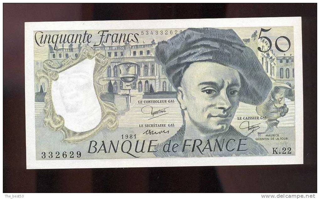 50 Francs  -  Quentin De La Tour   1981 - 50 F 1976-1992 ''Quentin De La Tour''