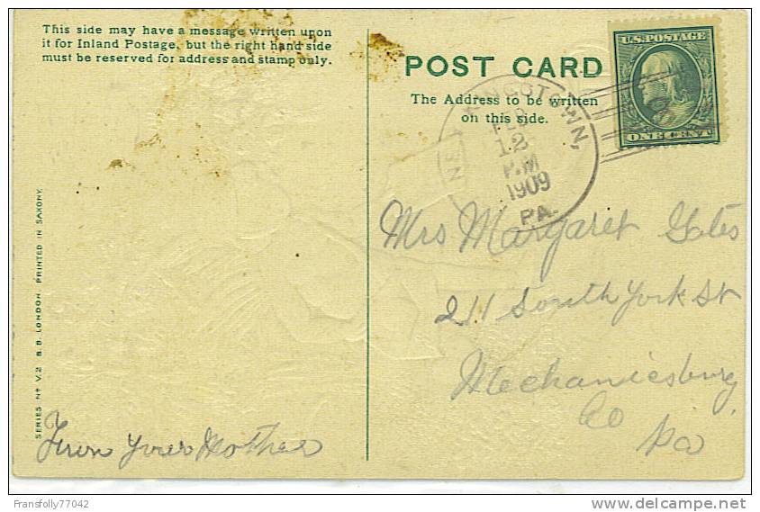 GREETING - VALENTINE - Loves Messenger - CUPID MAILMAN - EMBOSSED - 1909 - Valentijnsdag