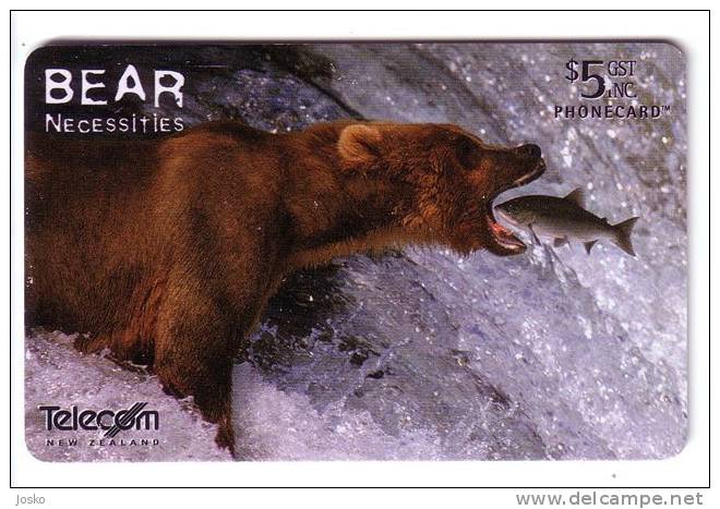 BEAR - URSUS ARCTOS ( Alaskan Brown Bear ) & FISH ( New Zealand Card )  Ours Grizzly Bär Oso Orso Beer Bears - New Zealand