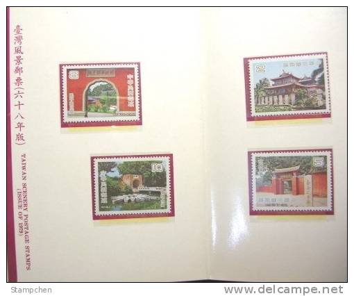Folder 1979 Taiwan Scenery Stamps Relic Architecture Temple Shrine Castle Boat Bridge Ship - Other & Unclassified