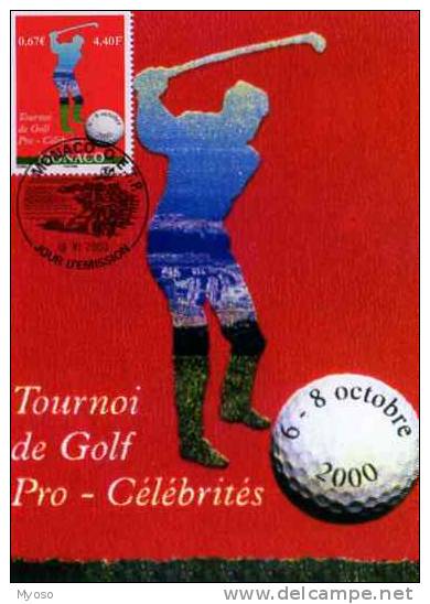 Carte 1°jour,06 10 2000, Obliteration Monaco  Timbre,Tournoi De Golf Pro Celebrites, Illustrateur - Fechten