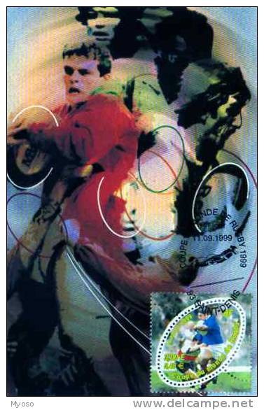 Carte 1°jour, 11 09 1999 Obliteration  Timbre, Coupe Du Monde De Rugby, Illustrateur Jumelet - Rugby