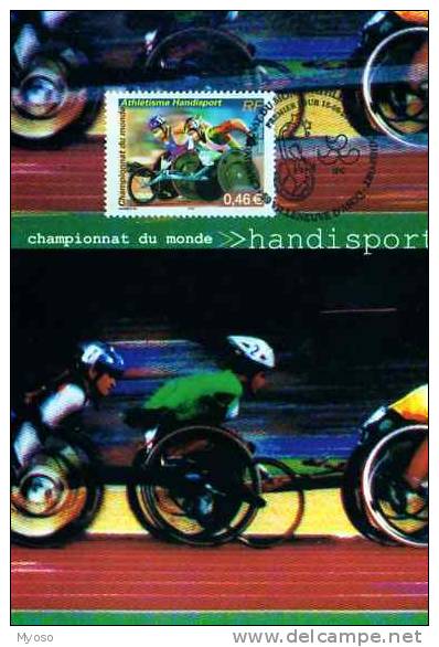 Carte 1°jour,15 06 2002, Obliteration  Timbre, Championnat Du Monde Handisport - Sport Paralimpici