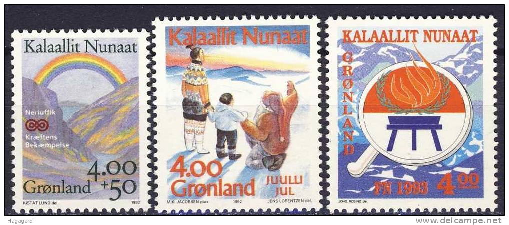 #Greenland 1992. 3 Different. Michel 228-30. MNH(**) - Unused Stamps