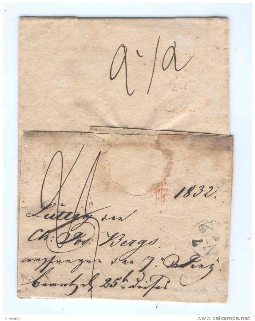 Lettre Précurseur En PP LIEGE 1832 Vers COLN - RARE Griffe Encadrée FRANCOTOUT De VERVIERS --  B5/662 - 1830-1849 (Belgique Indépendante)