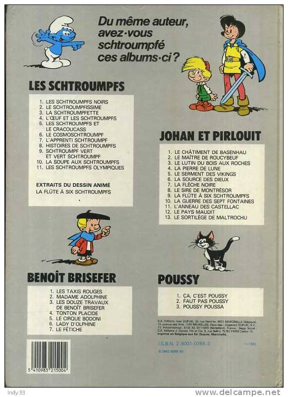 - 11e SERIE . LES SCHTROUMPFS OLYMPIQUES  . DUPUIS 1983 - Schtroumpfs, Les