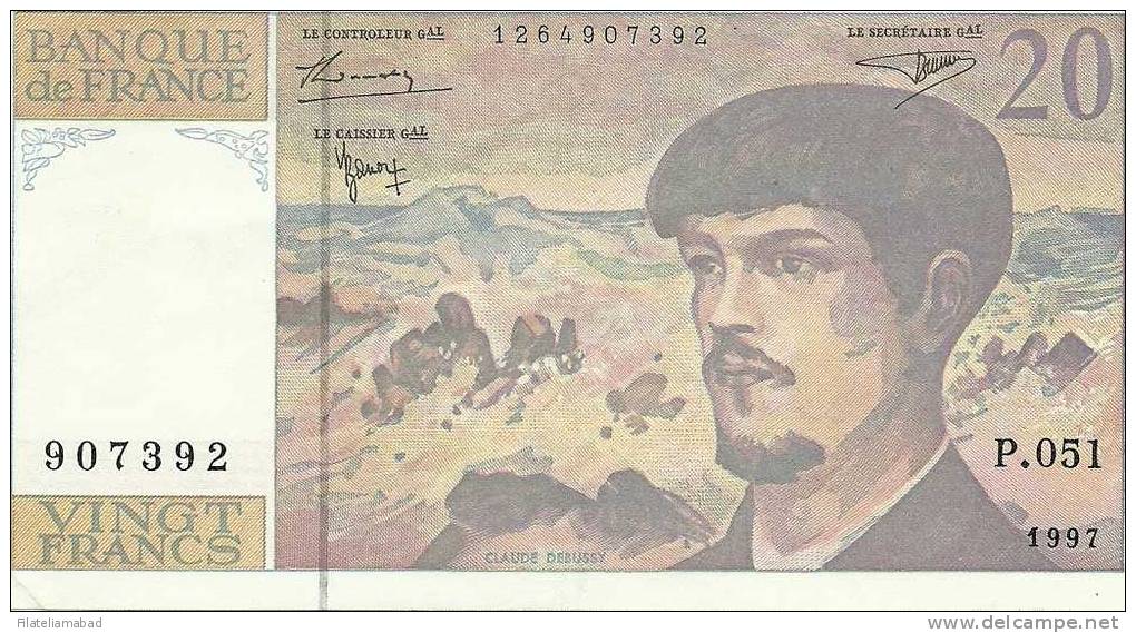 BILLETA DE 20 FRANCOS  ESTADO UN LIJERO DOBLE - 20 F 1980-1997 ''Debussy''