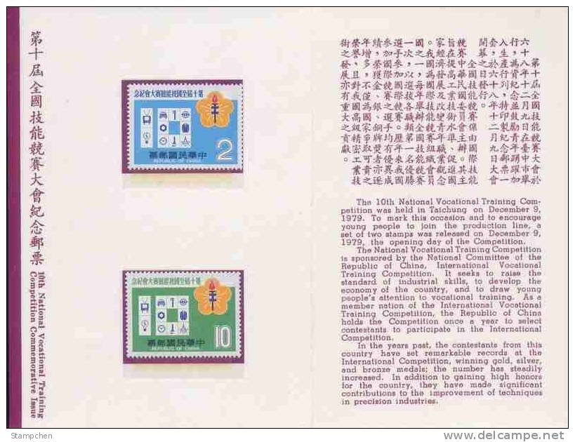 Folder 1979 Vocational Training Stamps TV Electronic Torch Light Bulb Screw Plum Taxi Clock Costume Math - Relojería