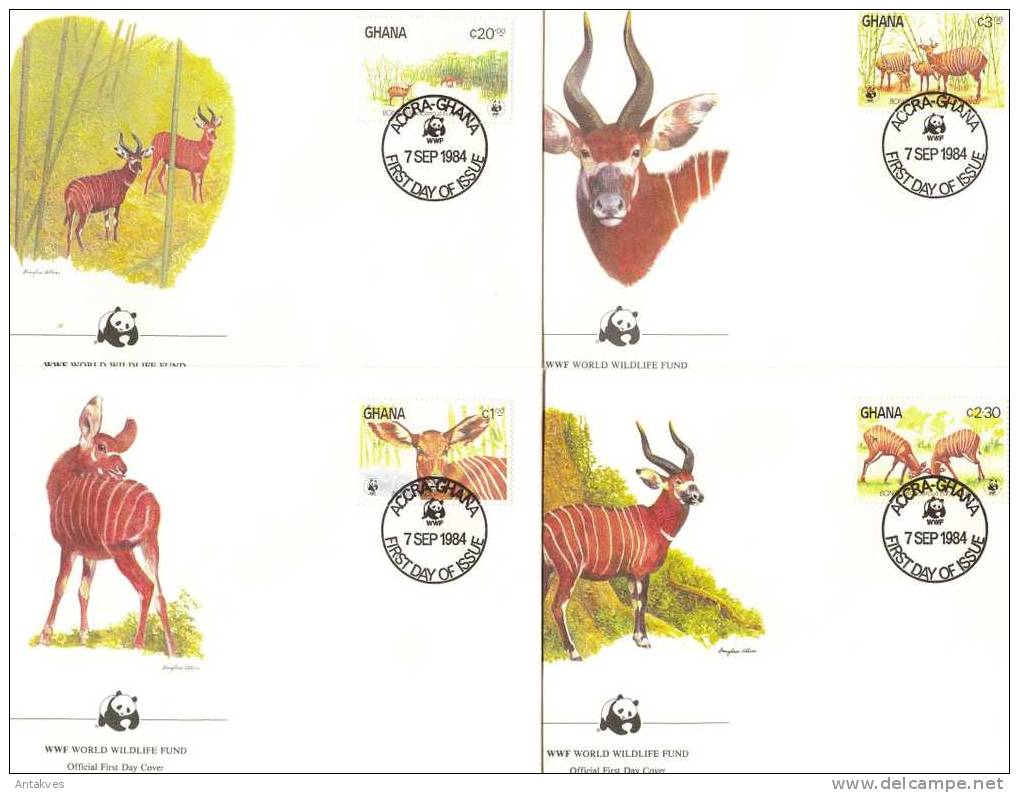 Ghana 1984 WWF Antelopes 4 FDC - Altri & Non Classificati