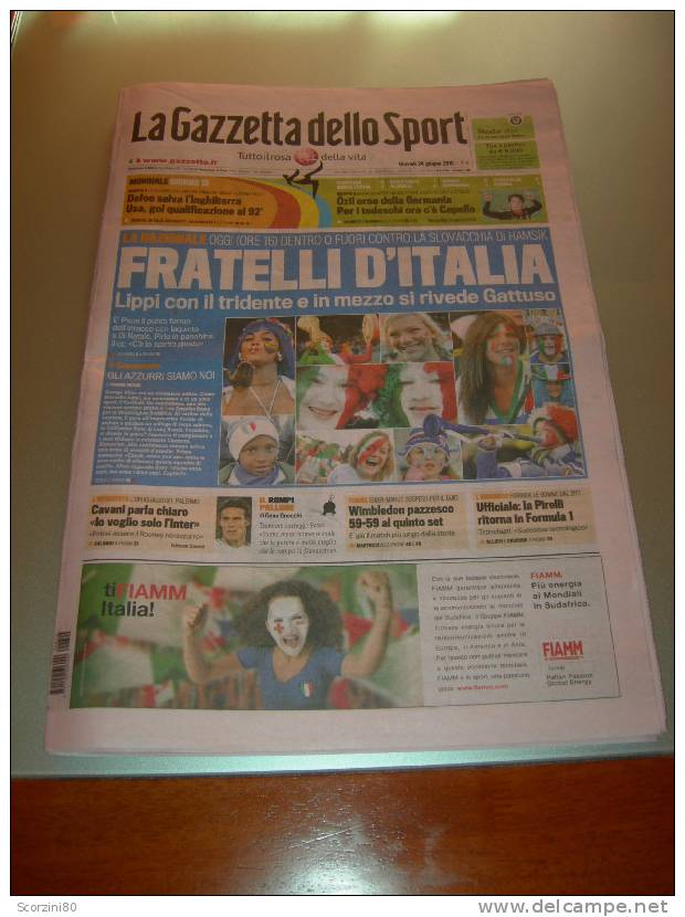 La Gazzetta Dello Sport 2010 - 24 Giugno ITALIA-SLOVACCHIA - Sports