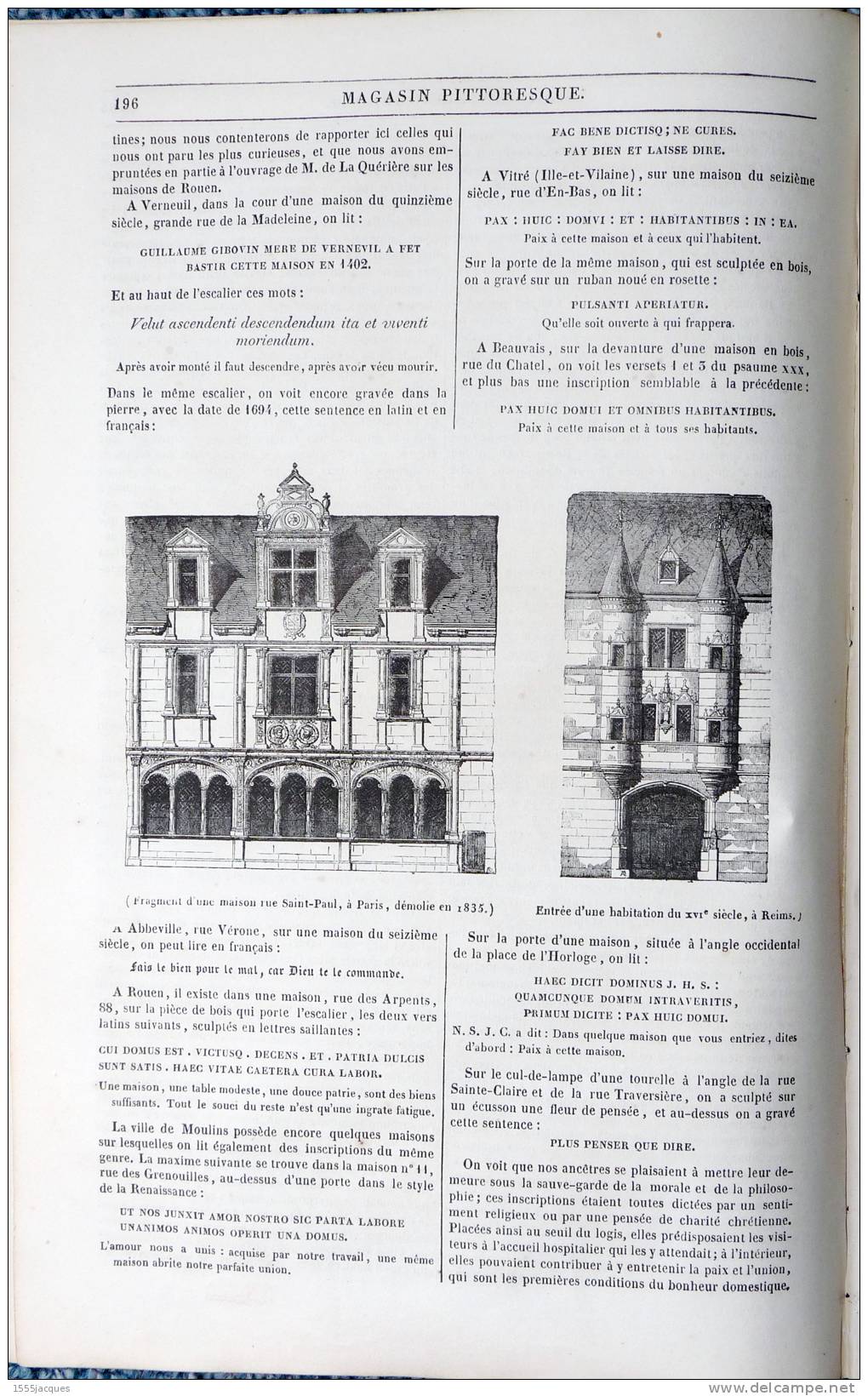 LE MAGASIN PITTORESQUE - JUIN 1842 - N°25 : ARCHITECTURE RENAISSANCE - ORLÉANS PARIS REIMS SAINT-DENIS VARENGEVILLE - 1800 - 1849