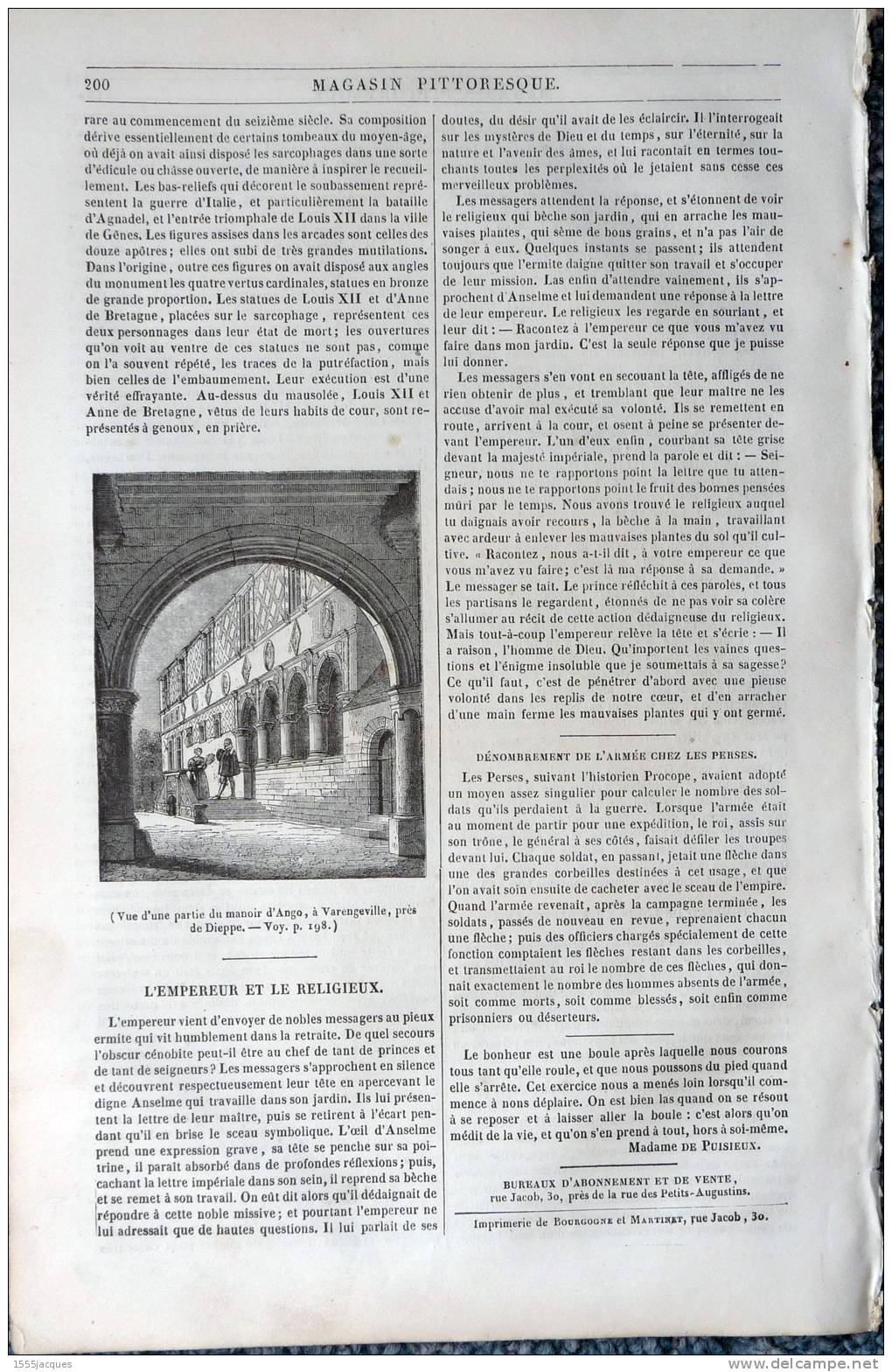 LE MAGASIN PITTORESQUE - JUIN 1842 - N°25 : ARCHITECTURE RENAISSANCE - ORLÉANS PARIS REIMS SAINT-DENIS VARENGEVILLE - 1800 - 1849