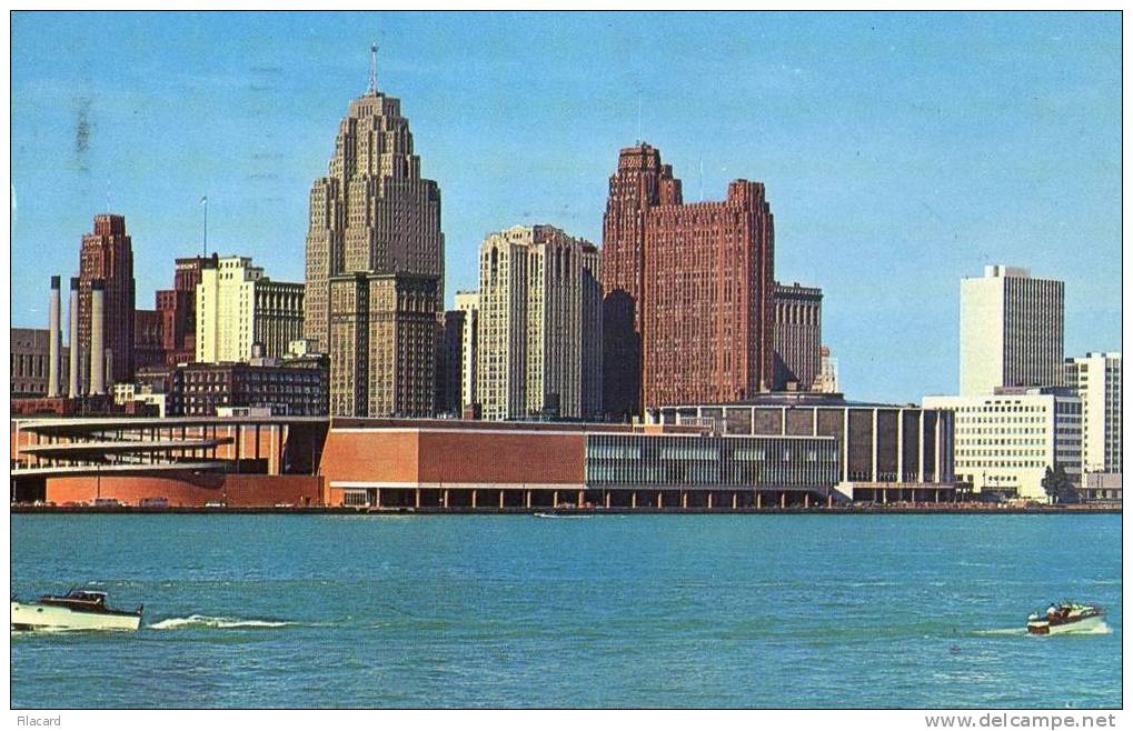 6948  Stati  Uniti  Detroit  River  Skyline  Michigan  VG  1961 - Altri & Non Classificati