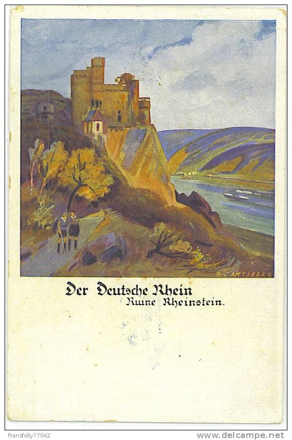 Illustrator - AMTSBERG - Der Deutsche Rhein - RUIN RHEINSTEIN - 1925 - Amtsberg, Otto