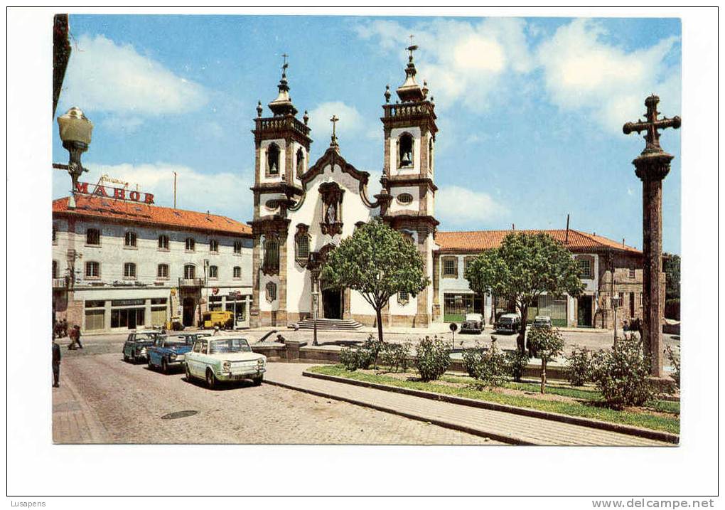 Portugal Cor 7086 – GUARDA - IGREJA PRAÇA - OLD CARS AUTOMOBILES SIMCA 1000 MERCEDES HECKFLOSSE CITROEN - Guarda