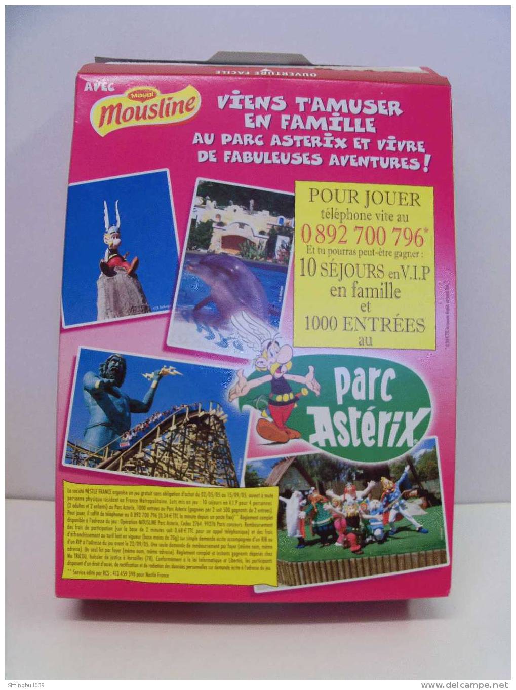 ASTERIX. Bôite PUB MOUSLINE. 10 Séjours En V.I.P. + 1000 Entrées à Gagner Au PARC ASTERIX. 2005. - Advertentie