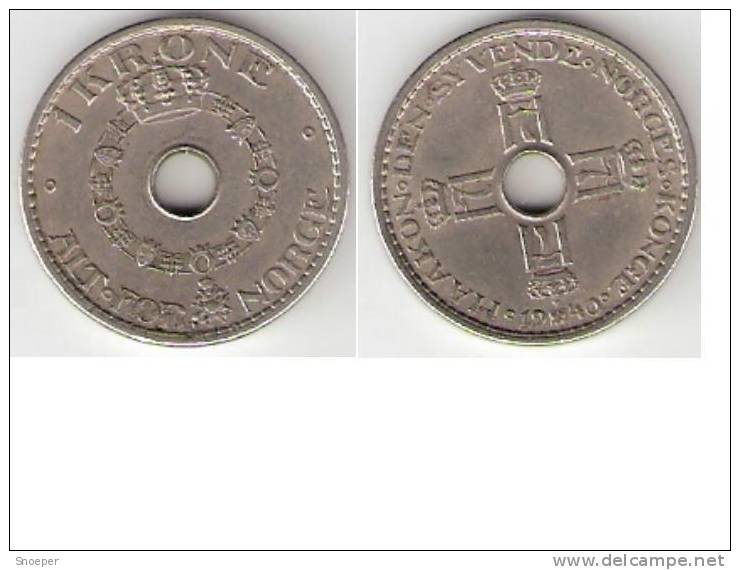 Norway,1 Krone 1940,km385,xf !!!!!!!!!! Catalog Val 12$ - Norway