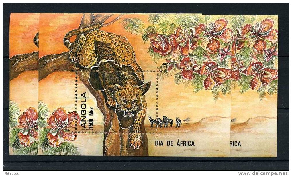 10 X  ANGOLA MS 876  LEOPARD And Zebras 1993    Scott 2009 Value: 90 $ For 10 - Angola