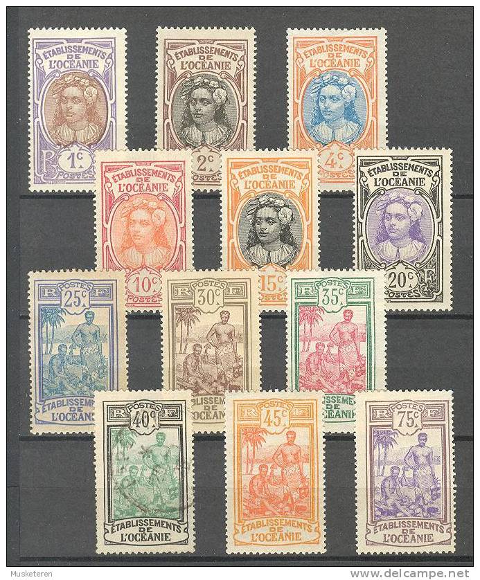 French Oceania  1913 Mi. 24-26, 28-35, 37 Tahitians Lot MNG / MH / Used - Other & Unclassified