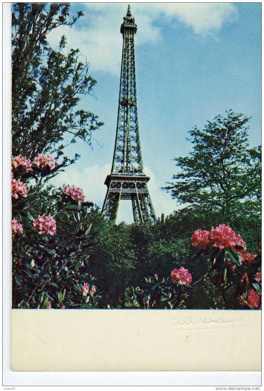 CPM     ALBERT MONIER        75 PARIS     LA TOUR EIFFEL VUE DES JARDINS DU CHAMP DE MARS - Monier