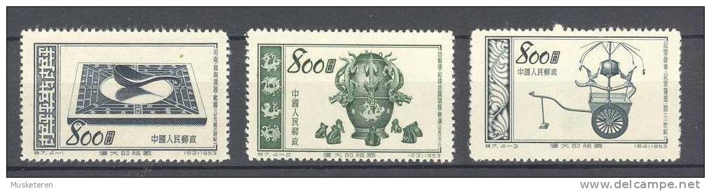 China 1953 Mi. 223-225 Alte Messgeräte Old Measuring Instruments ERROR Variety BIG TOOTH !! MNG - Variétés Et Curiosités