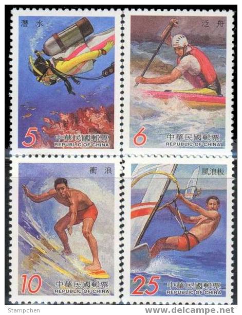 1999 Outdoor Activities Stamps Surfing Diving Rafting Windsurfing Coral Sail Sport - Plongée