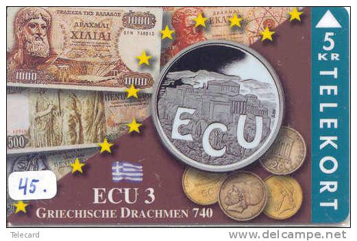 Denmark ECU GREECE HELLAS (45) PIECES ET MONNAIES MONNAIE COINS MONEY PRIVE 1.500 EX * NUMERO TP-89 - Sellos & Monedas