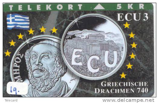 Denmark ECU GREECE GRIECHISCHE DRACHMEN (19) PIECES ET MONNAIES MONNAIE COINS MONEY PRIVE 2.500 EX - Timbres & Monnaies