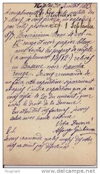 ITALIE:1883:ENTIER POSTAL Pour L´Extérieur.NAPLES Vars MALINES(Belgique).Cachet De Passage:PARIS étranger. - Stamped Stationery