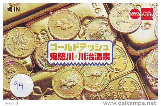 Télécarte Japan Coin De  Banque (94) Monnaie  Money  D´OR - Sellos & Monedas