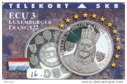 Denmark ECU LUXEMBOURG (16) PIECES ET MONNAIES MONNAIE COINS MONEY PRIVE 3.000 EX - Sellos & Monedas