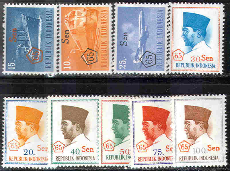 0087 Defins Optd Ships Trains Aviation Optd Indonesia 9v 2set MNH ** - Indonesia