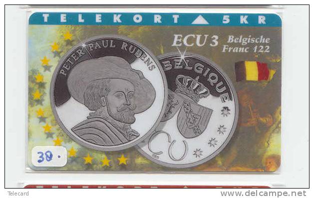 Denmark ECU BELGIQUE BELGIUM (38) PIECES ET MONNAIES MONNAIE COINS MONEY PRIVE 3.000 EX - Timbres & Monnaies