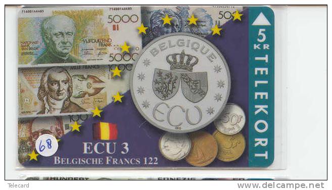 Denmark ECU BELGIQUE BELGIE BELGIUM (68) PIECES ET MONNAIES MONNAIE COINS MONEY PRIVE 1.200 EX - Stamps & Coins