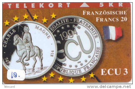 Denmark ECU FRANCE (18) PIECES ET MONNAIES MONNAIE COINS MONEY PRIVE 2.000 EX CHARLE MAGNE - Francobolli & Monete