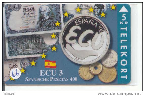 Denmark ECU SPAIN ESPANA SPANIEN (66) PIECES ET MONNAIES MONNAIE COINS MONEY PRIVE 1.500 EX - Stamps & Coins