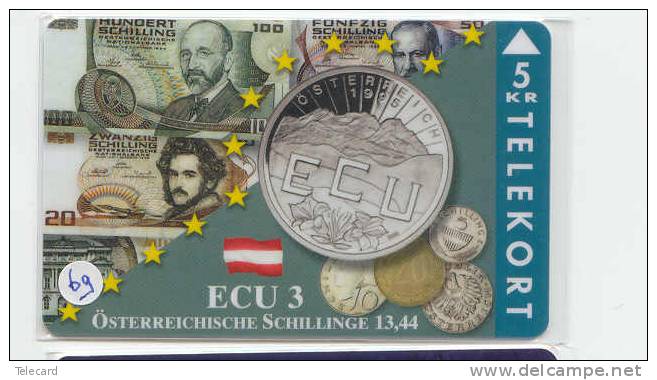 Denmark ECU AUTRICHE OSTERREICH OOSTENRIJK (69) PIECES ET MONNAIES MONNAIE COINS MONEY PRIVE 1500 EX * TP-104 - Sellos & Monedas