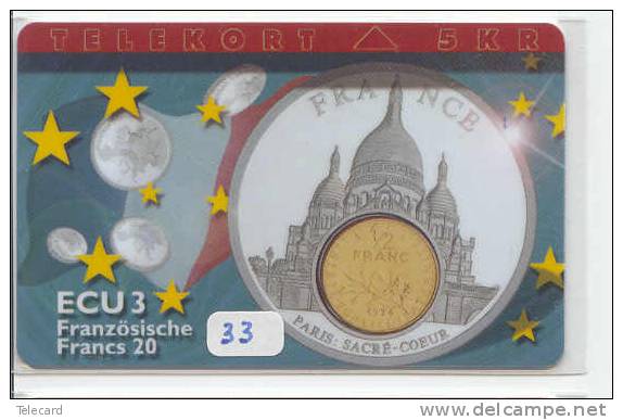 Denmark ECU FRANCE (33) PIECES ET MONNAIES MONNAIE COINS MONEY PRIVE 700 EX * P-129 - Sellos & Monedas