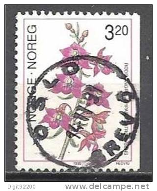 1 W Valeur Oblitérée, Used - NORGE - NORVÈGE - FLOWER * 1990 - N° 1277-19 - Usati