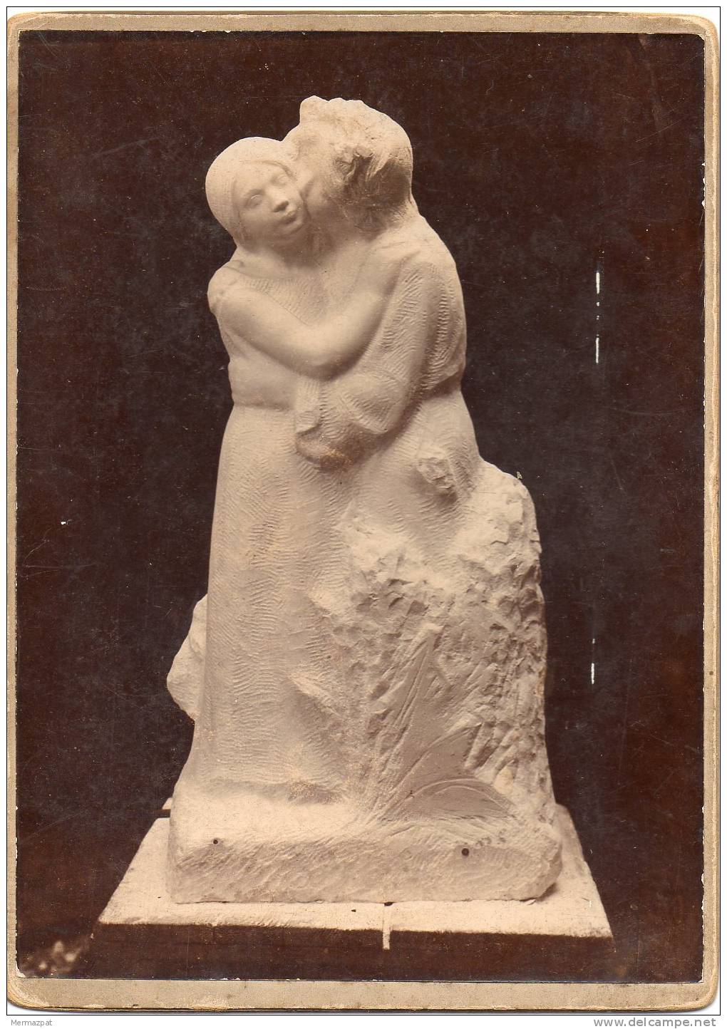 Charles JACQUOT (sculpteur) - Premières Amours, Marbre De 1904  - Photo Sur Carton Fort Format 108 X 163 Mm - Voorwerpen