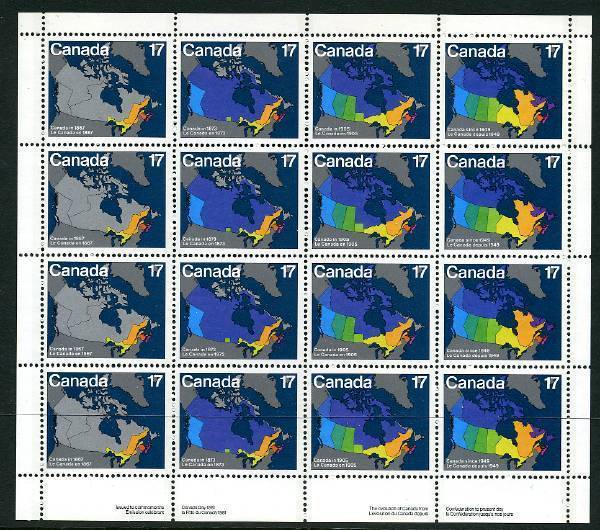 Feuillet De 4 Bandes Numéros 769 à 772 - Cartes Géographiques - Fête Du Canada 1981 - Hojas Completas