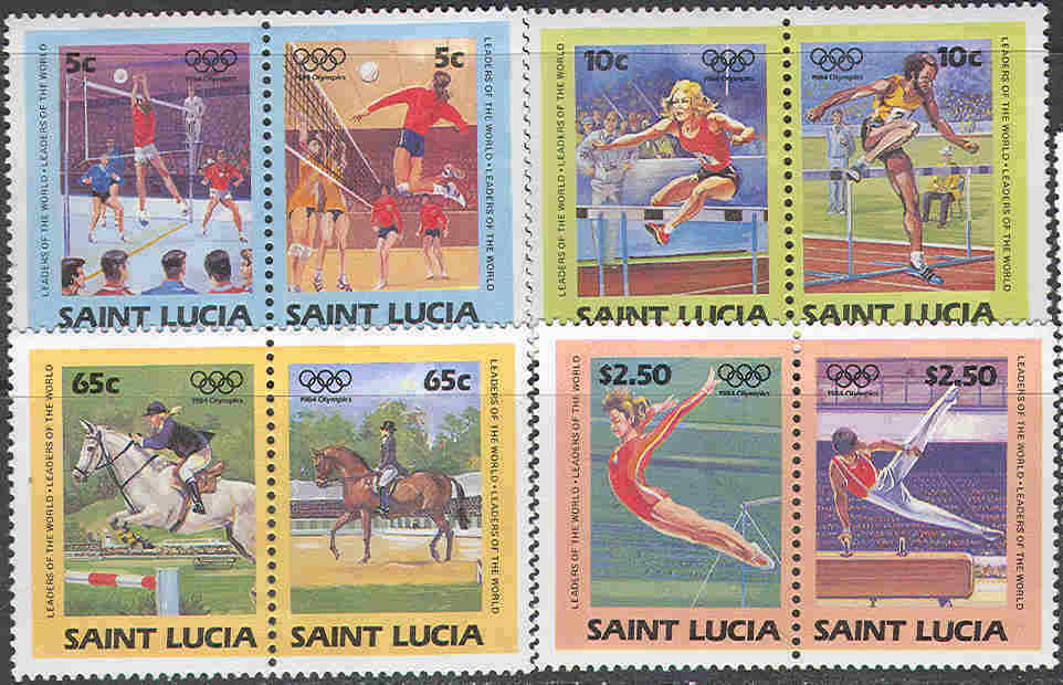 1435 ✅ Sport Olympic Games Horses Atletic Omnibus 1984 St.Lucia 8v Set MNH ** 5ME - Summer 1984: Los Angeles