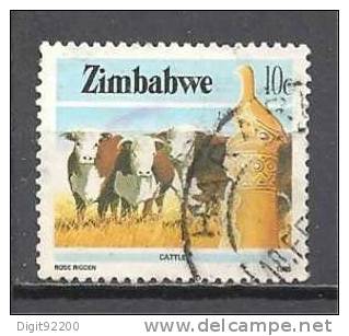 1 W Valeur Used, Oblitérée - ZIMBABWE * 1985 - CATTLE - N° 1219-5 - Zimbabwe (1980-...)