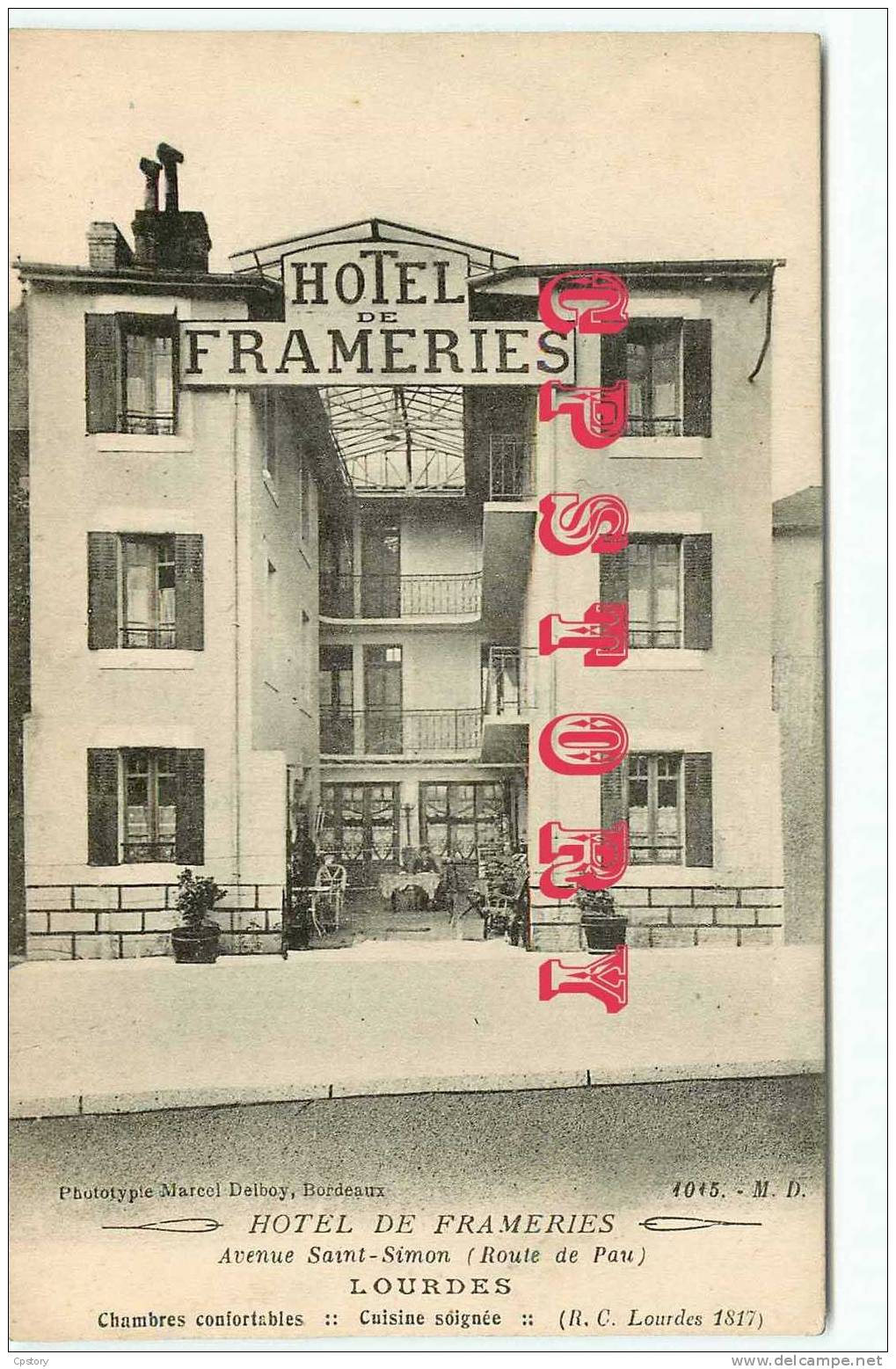 HOTEL RESTAURANT De FRAMERIES à LOURDES - Dos Visible - Restaurants