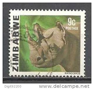 1 W Valeur Used, Oblitérée - ZIMBABWE - RHINOCEROS - N° 1219-7 - Rhinoceros