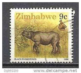 1 W Valeur Used, Oblitérée - ZIMBABWE - BLACK RHINOCEROS - N° 1219-10 - Rhinoceros